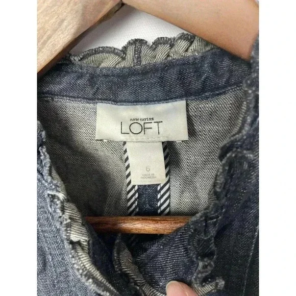 Ann Taylor LOFT blue jean Denim jacket Sz 6 - Picture 3 of 5